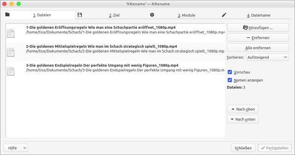 KRename - Dateien nummerieren unter Linux