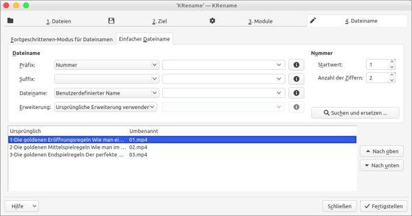 KRename - Dateien nummerieren unter Linux 4